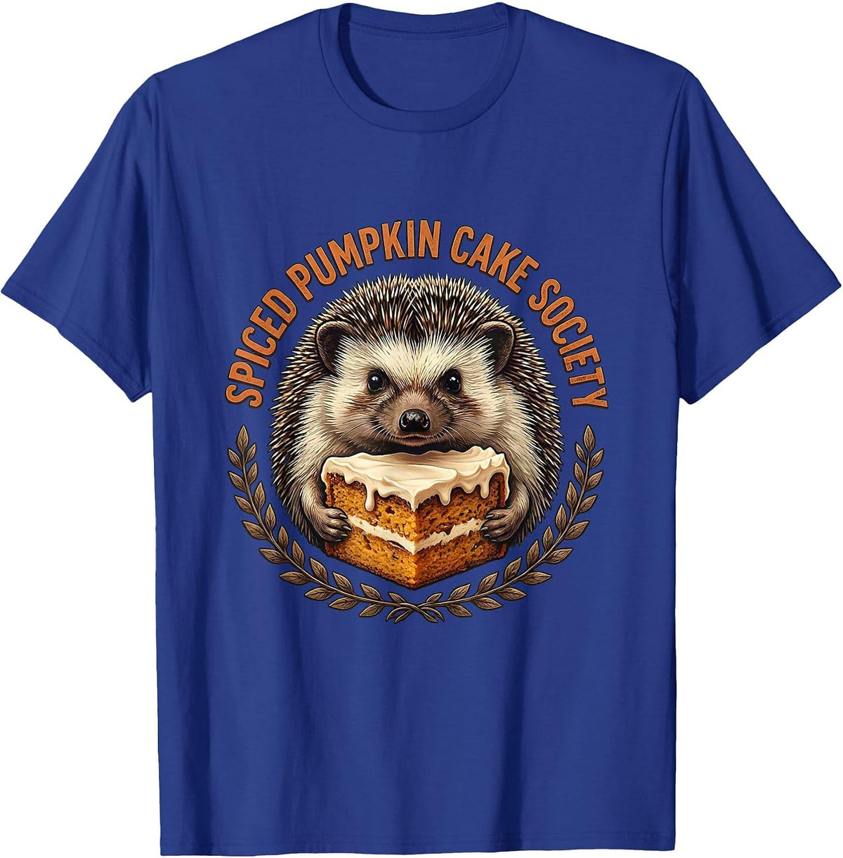 Spiced Pumpkin Cake Society Vintage Hedgehog Cozy Fall T-Shirt - Royal Blue
