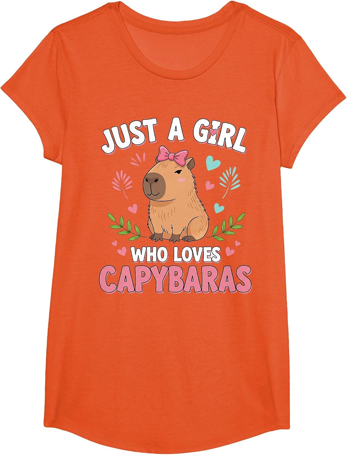 Just a Girl who Loves Capybaras Cute Capybara Lover T-Shirt - Girls Orange