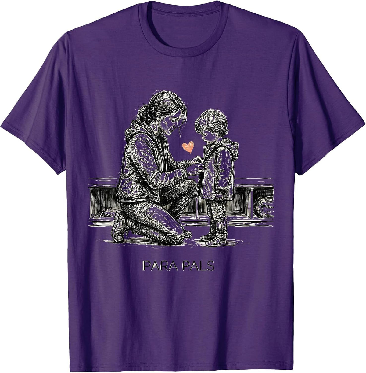 Para Pals Hand-Sketched Paraprofessional Teacher Aide T-Shirt - Purple