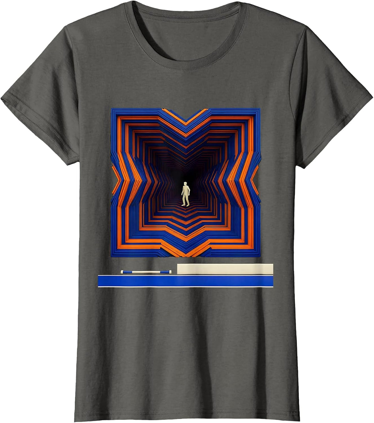 Women's Angular Zigzag Course Gates Cross Country Runner Humor T-Shirt - Asphalt Grey