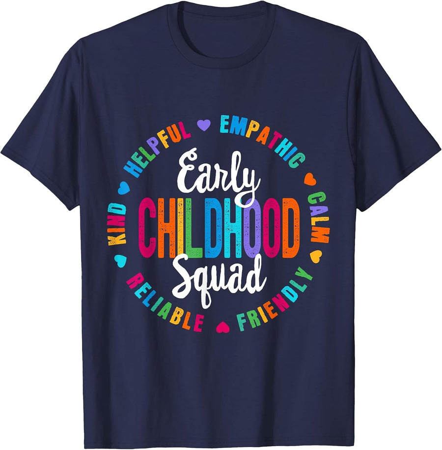 Teacher Early Childhood Squad Preschool Head Start Crew T-Shirt - Navy Blue
