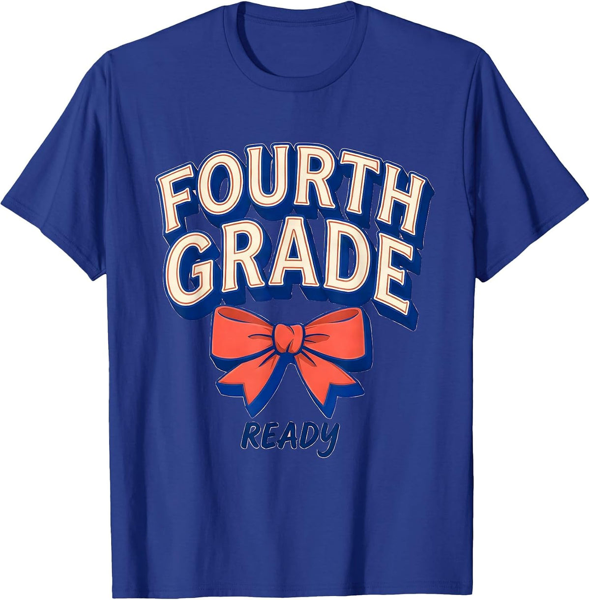 Fourth Grade Ready Coquette Bow Back to School Teacher Kids T-Shirt - Royal Blue