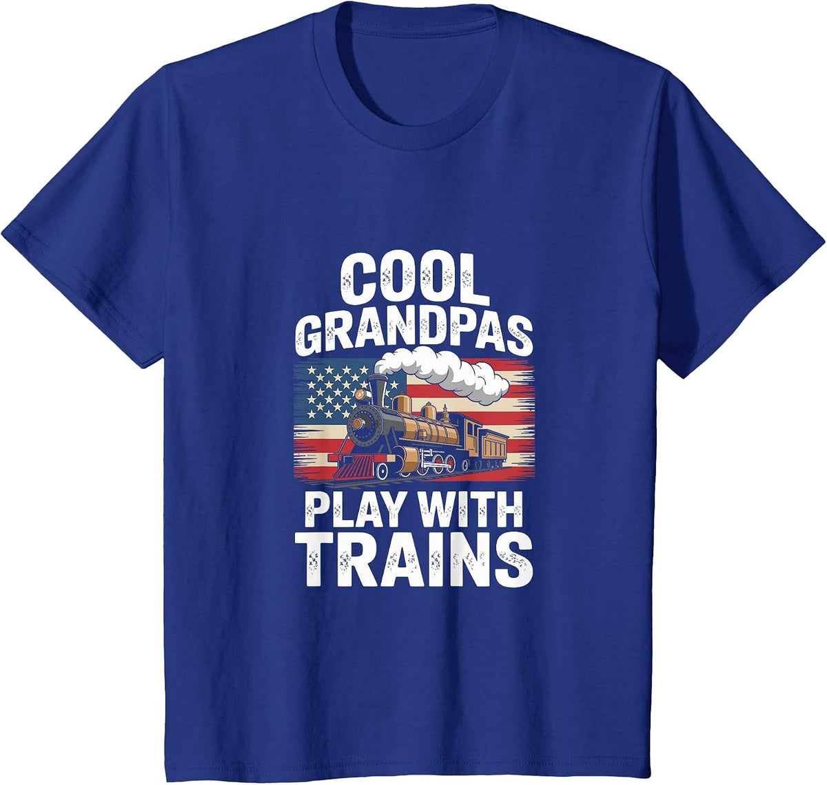 Cool Grandpas Play with Trains Vintage Retro Railroad T-Shirt - Royal Blue
