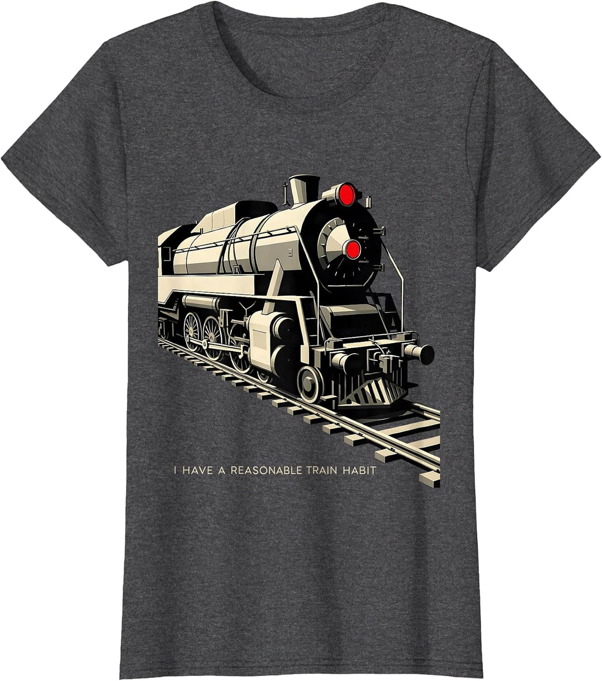 Women's I Have A Reasonable Train Habit Funny Train Enthusiast Model T-Shirt - Dark Heather Grey