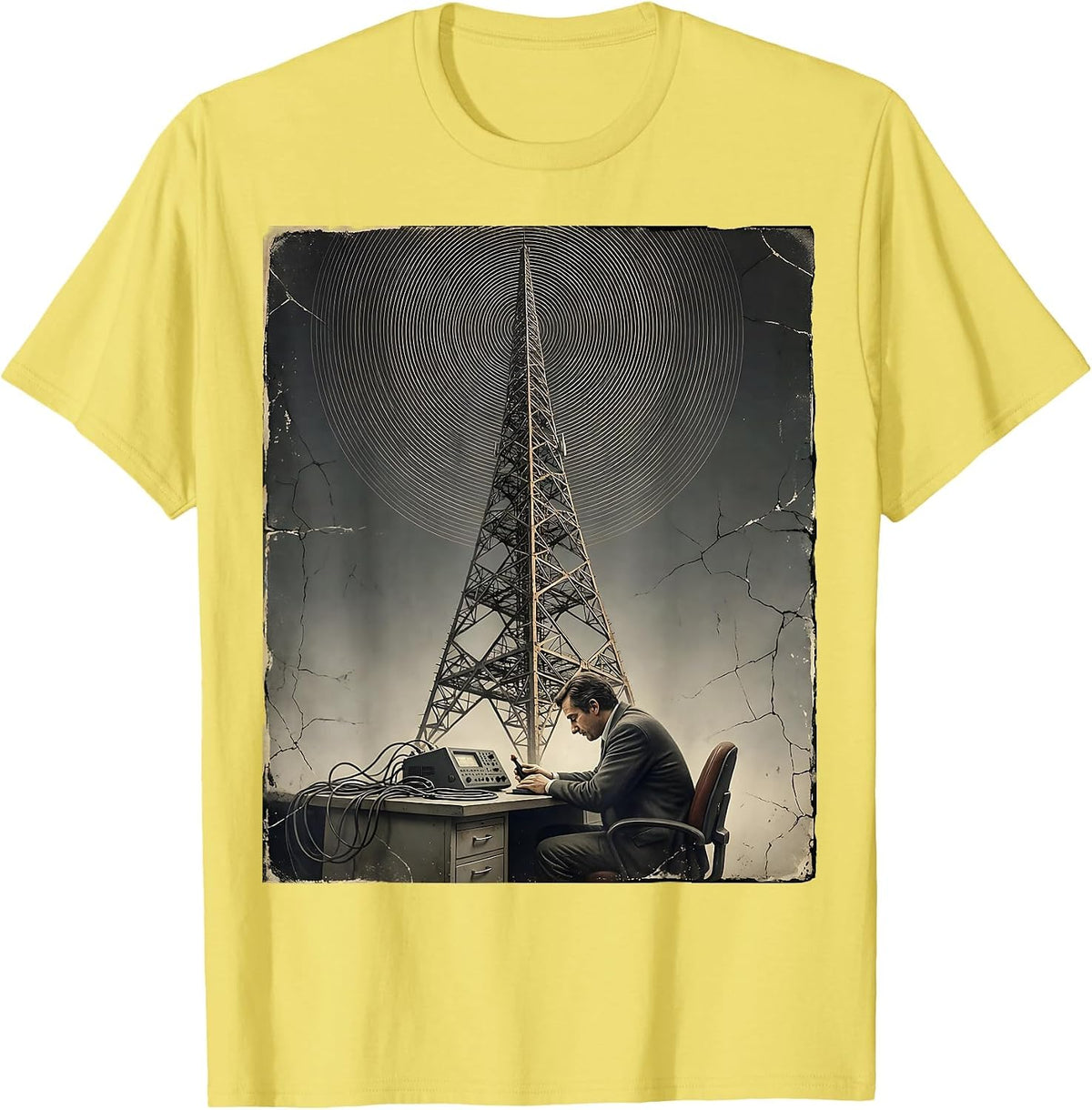 Men's Calm Operator Distressed Ham Radio Hobbyist Humor T-Shirt - Lemon Yellow