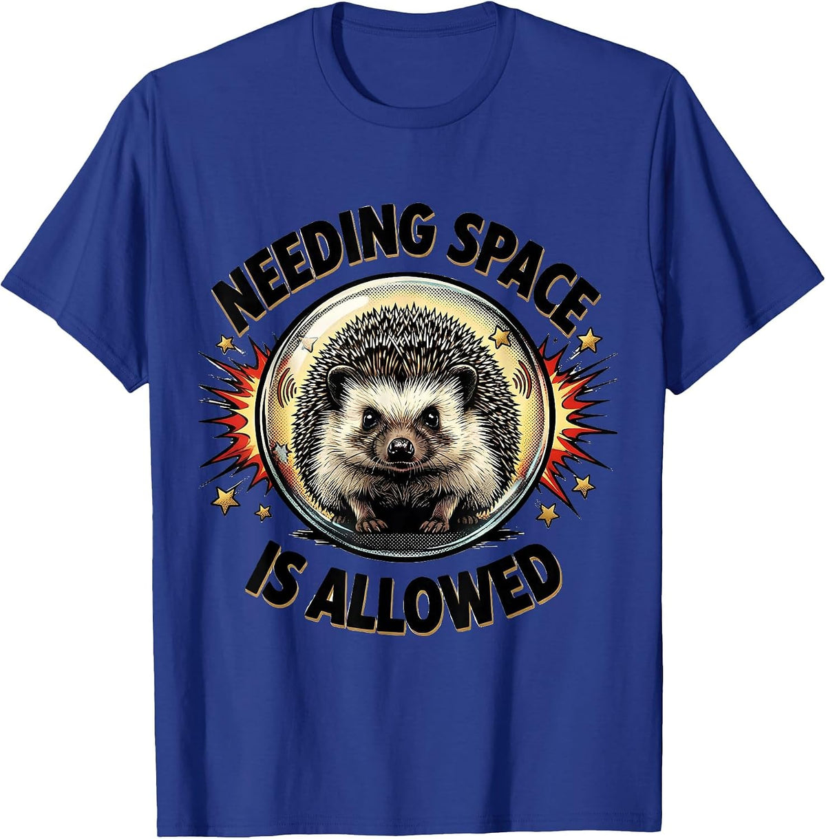 Needing Space Is Allowed Comic Book Hedgehog Neurodivergent T-Shirt - Royal Blue