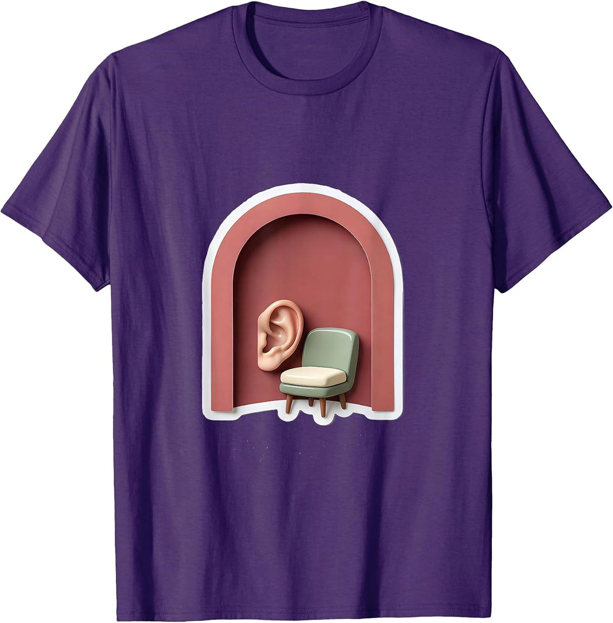Rounded Doorway Ear Chair Sticker School Counselor Humor T-Shirt - Purple