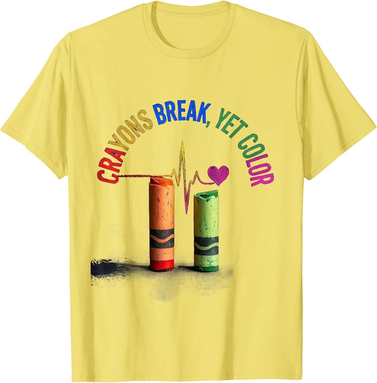 Men's Crayons Break Yet Color Mental Health Awareness Supporter T-Shirt - Lemon Yellow
