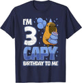 3 Years Capy Birthday to me Boys 3rd Birthday Capybara T-Shirt - Navy Blue