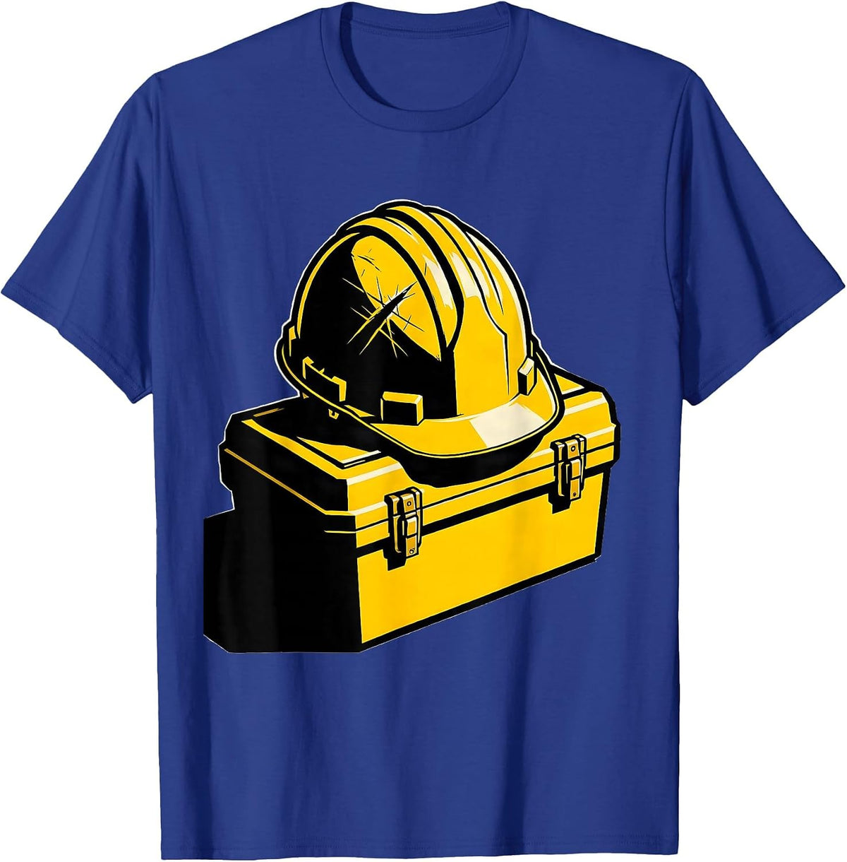 Men's Hard Hat on Toolbox Blue Collar Worker Graphic T-Shirt - Royal Blue