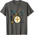 I Play Drums For Jesus' Glory Midcentury Modern Christian T-Shirt - Asphalt Grey