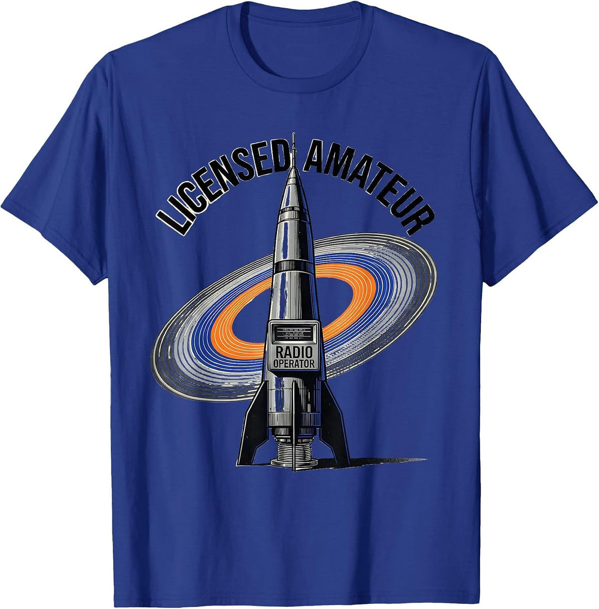 Men's Licensed Amateur Radio Operator Retro Futurist Ham Radio T-Shirt - Royal Blue