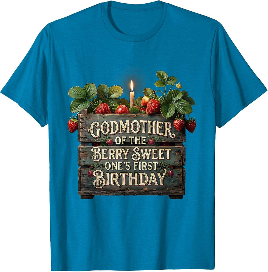 Godmother Of The Berry Sweet One's First Birthday Vintage T-Shirt - Sapphire Blue