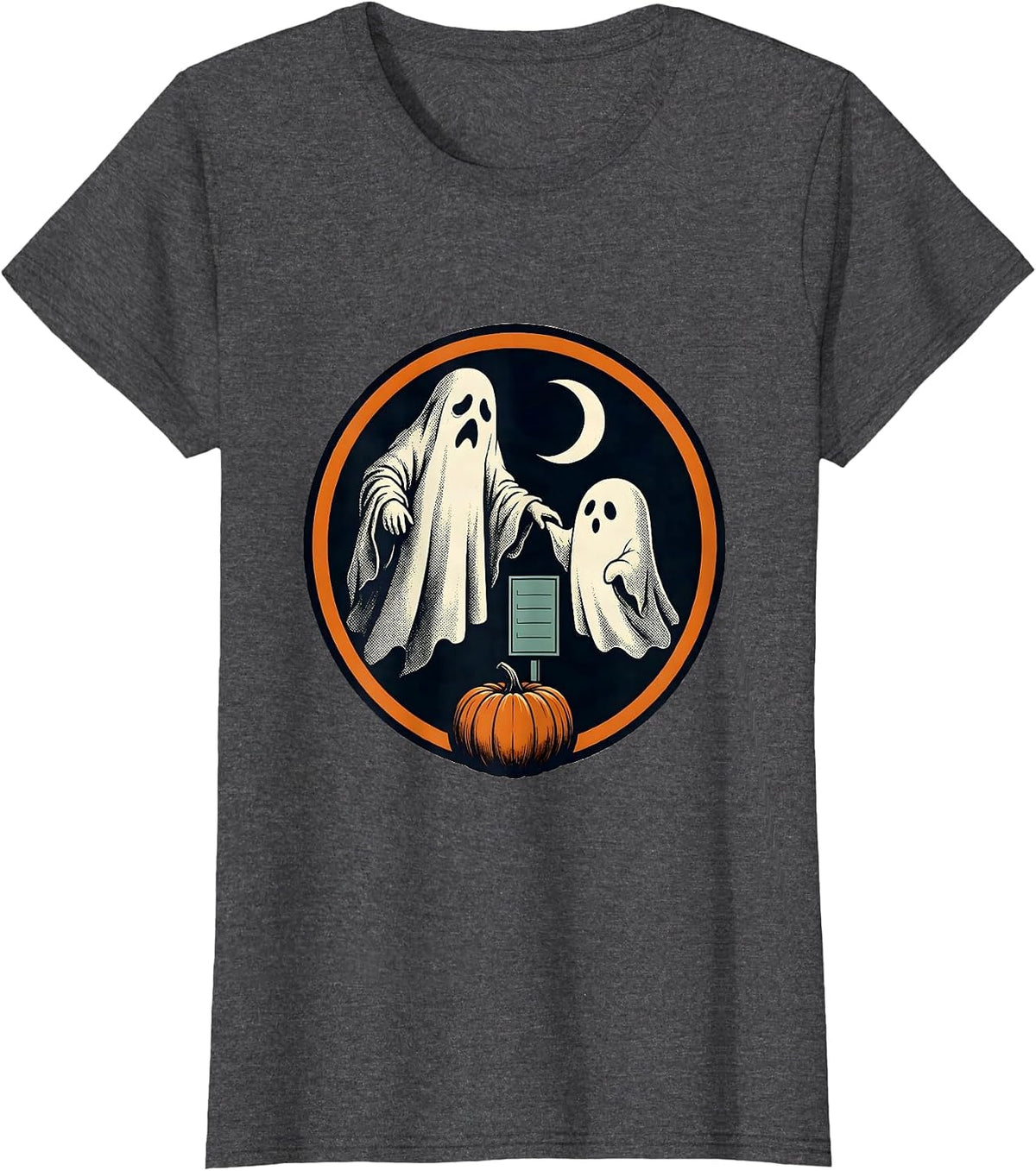 Women's Sealed Ghost Badge Para Normal Activities Paraprofessional T-Shirt - Dark Heather Grey