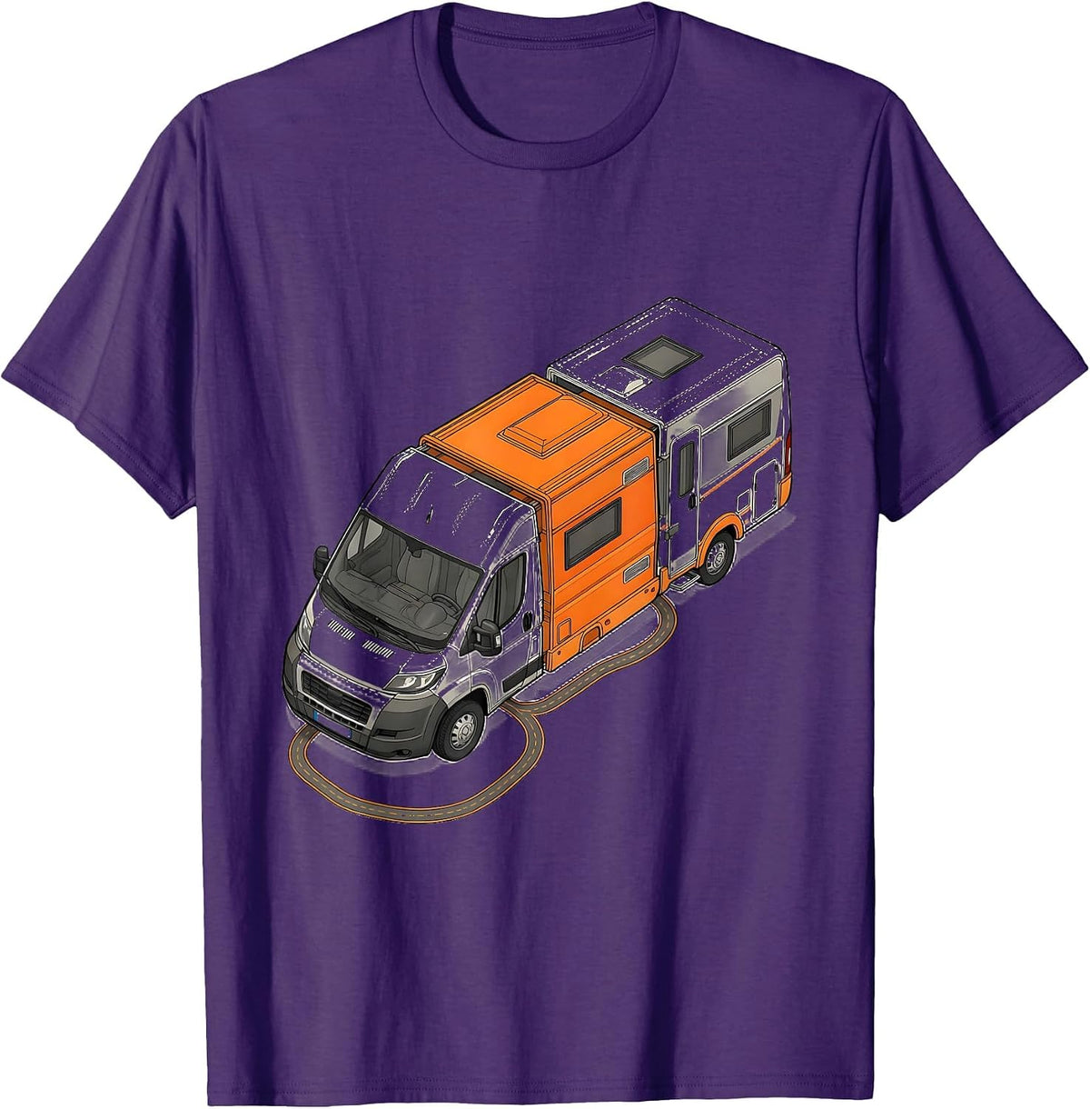 Men's Exploded Camper Van Retro Van Life Nomads T-Shirt - Purple