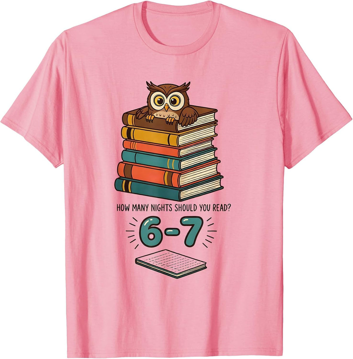 Men's How Many Nights Should You Read? 6-7 Funny Teacher Meme Book T-Shirt - Pink