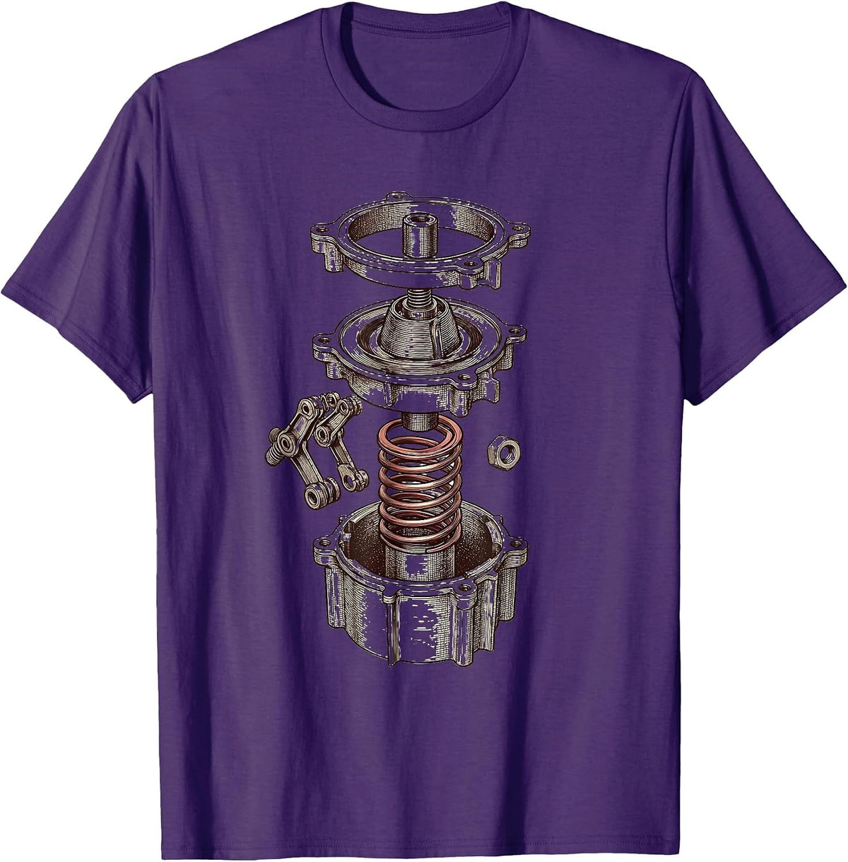Exploded Cylinder Head Car Guy Mechanic Garage Humor T-Shirt - Purple