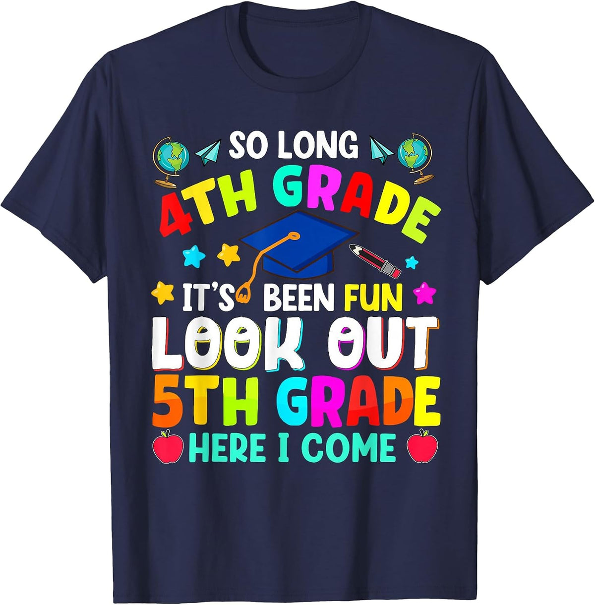So Long 4th Grade Graduation Graduate Teacher Kids Boys Girl T-Shirt - Navy Blue