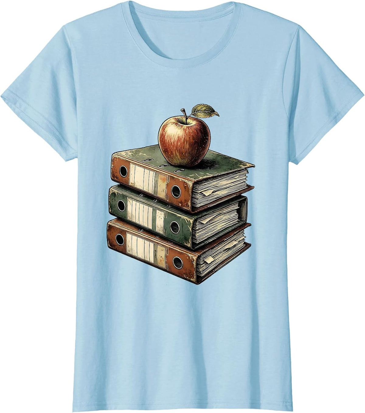 Women's Colorful Binders with Apple Paraprofessional Gift T-Shirt - Baby Blue
