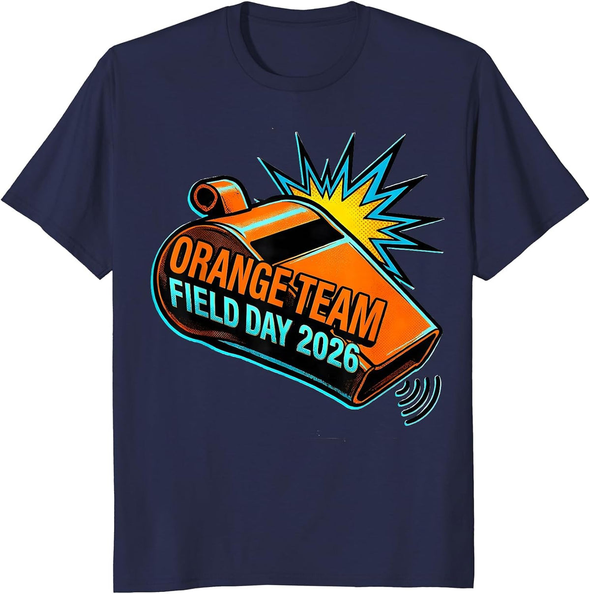 Orange Team Field Day 2026 Pop Art Teacher Kids T-Shirt - Navy Blue