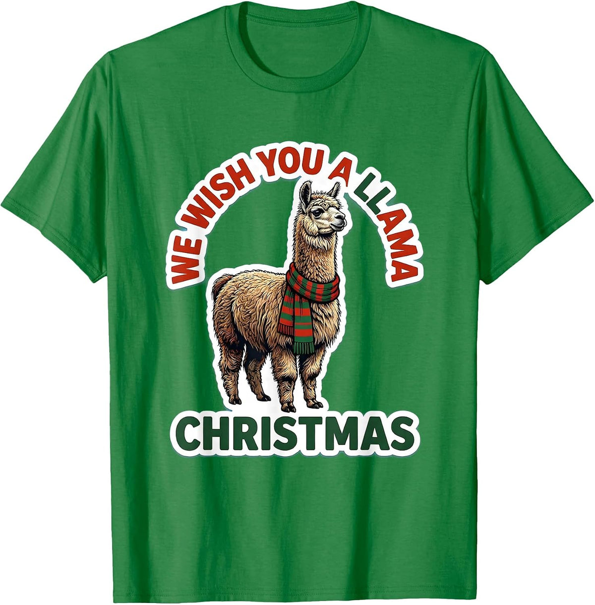 Men's We Wish You A Llama Christmas Funny Llama Lover Gift T-Shirt - Kelly Green