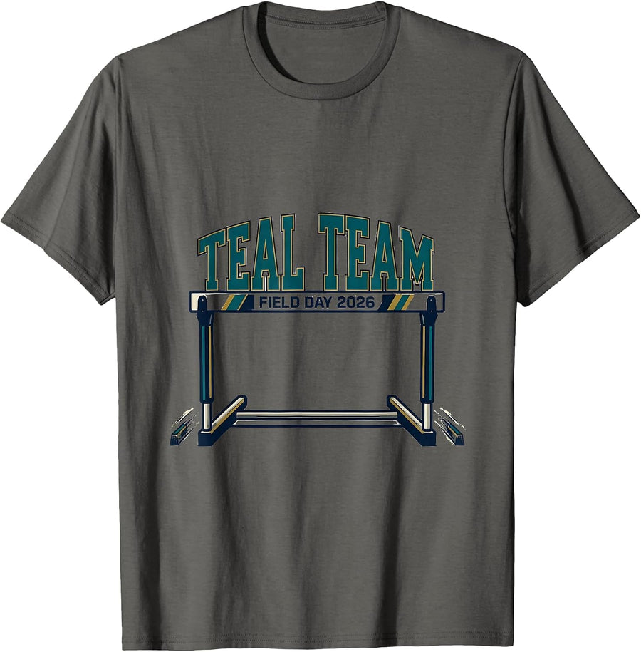Teal Team Field Day 2026 Sports Kids Teachers School Spirit T-Shirt - Asphalt Grey