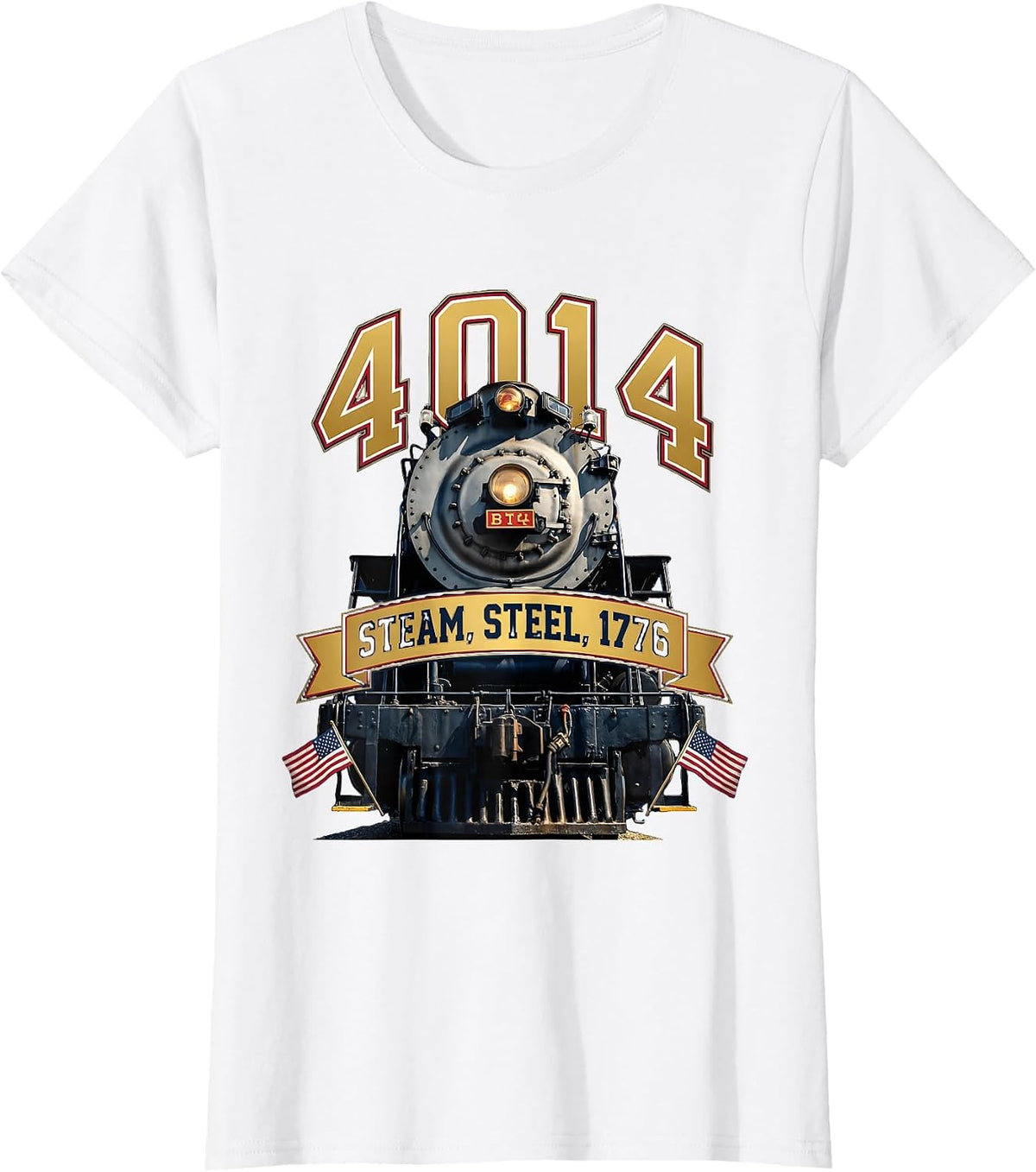 Steam Steel 1776 Big Boy Locomotive Design T-Shirt - White