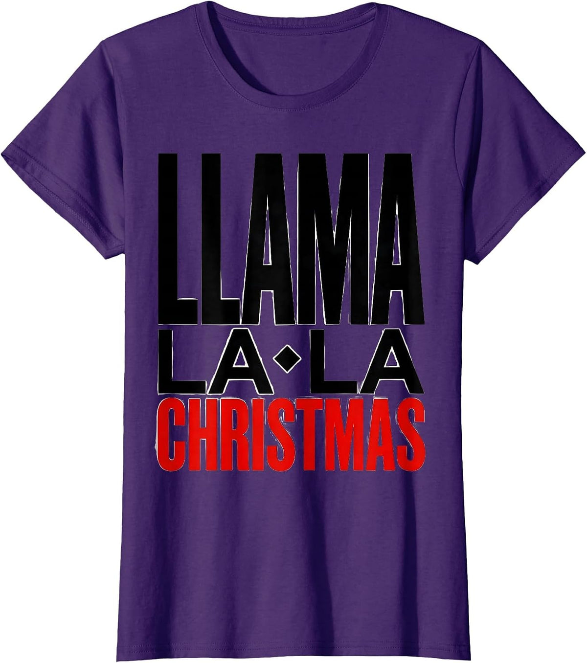 Women's Llama La La Christmas Funny Llama Lover Holiday Pajamas T-Shirt - Purple