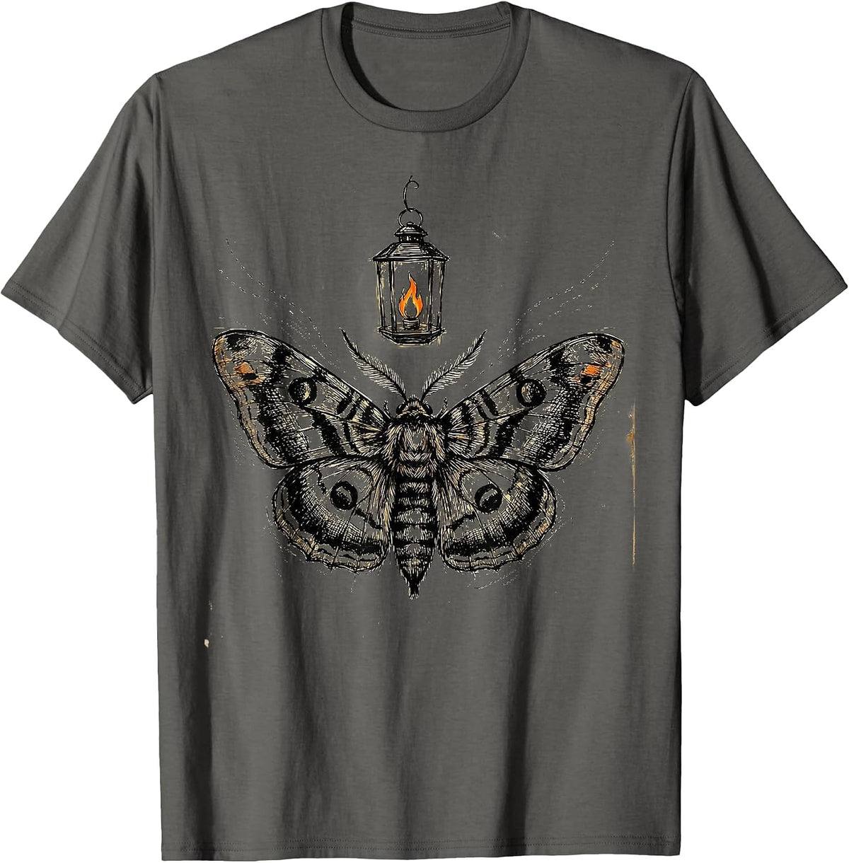 Men's Moth and Lantern Mental Health Awareness Design T-Shirt - Asphalt Grey
