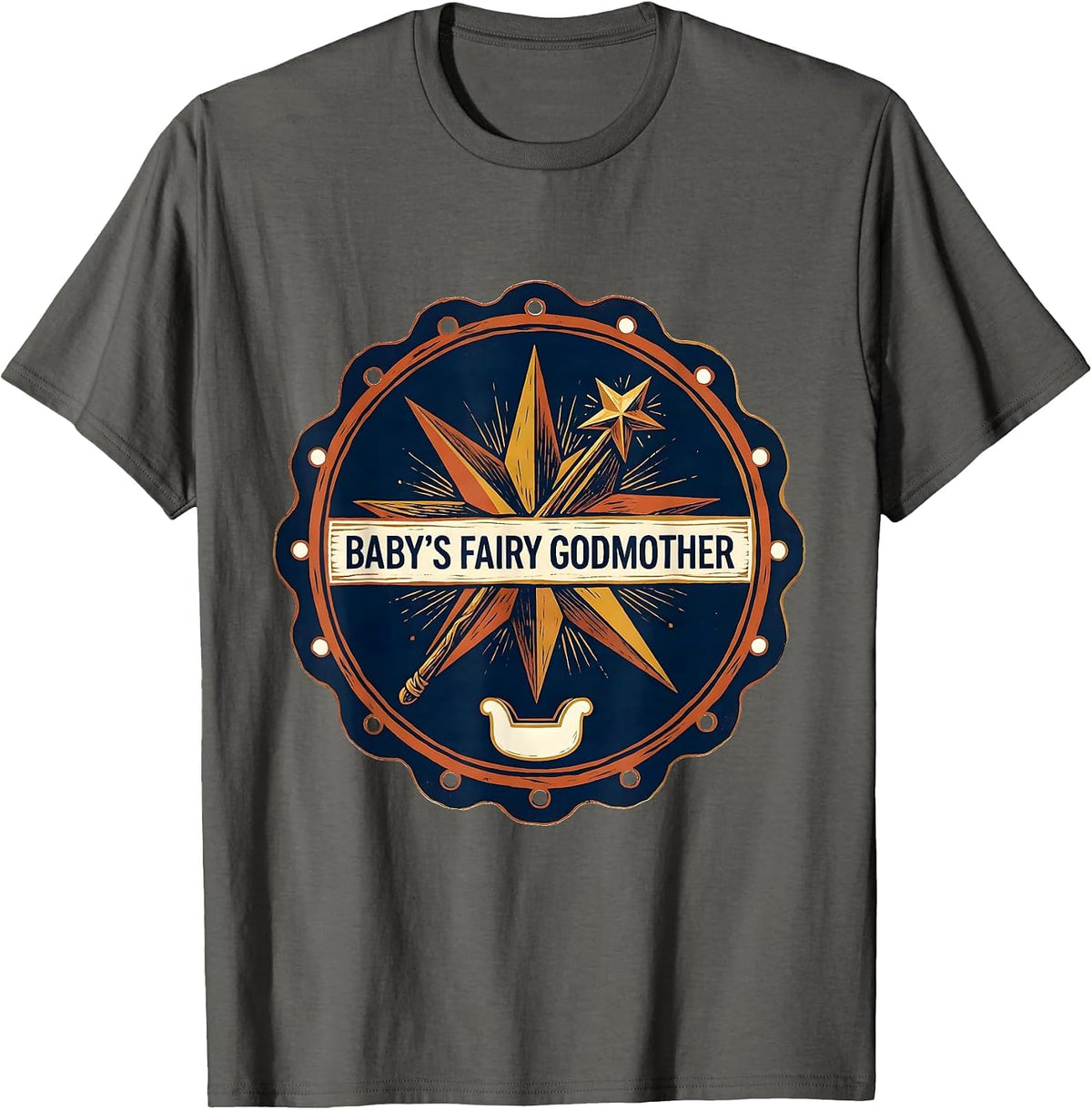 Baby's Fairy Godmother Whimsical Humor New Baby Gift T-Shirt - Asphalt Grey