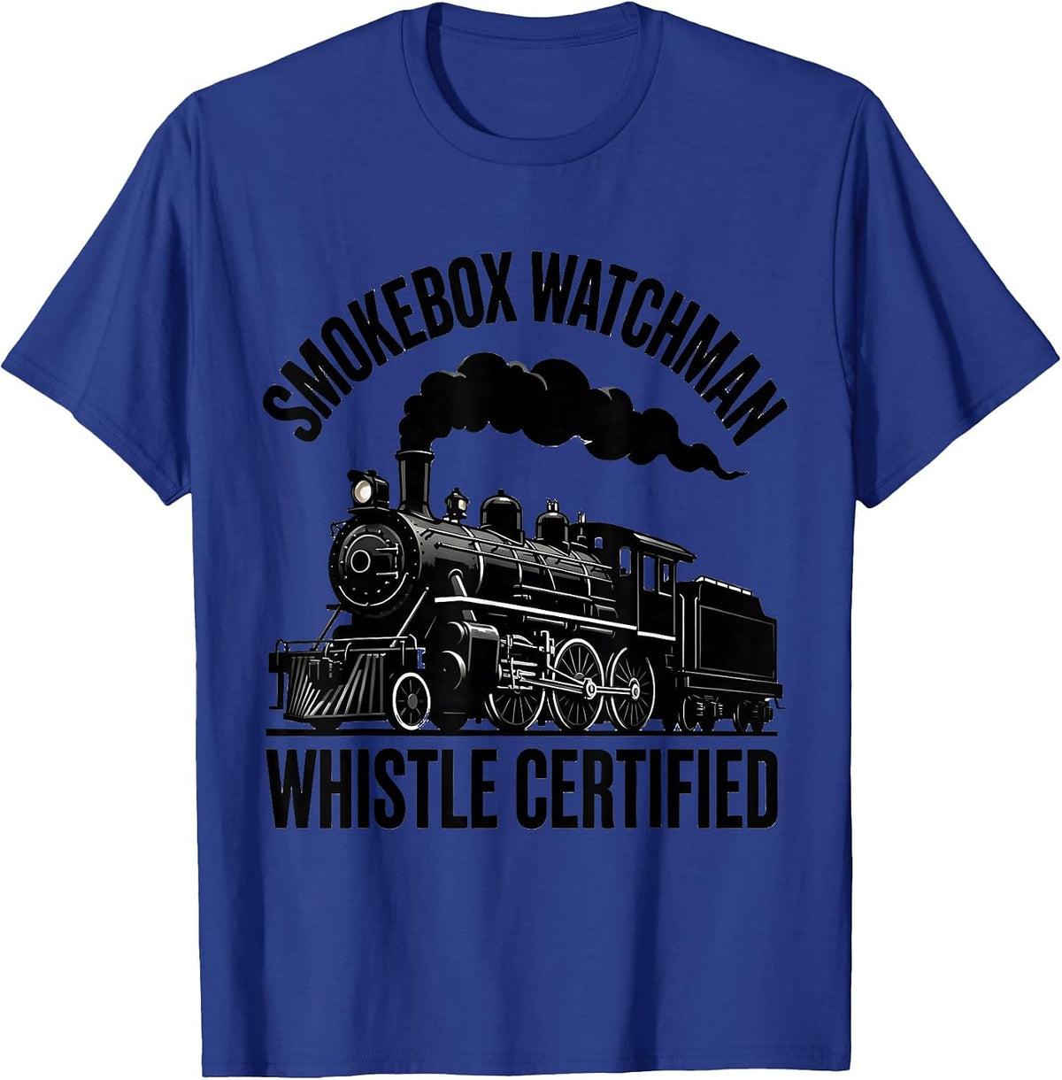 Smokebox Watchman, Whistle Certified Vintage Steam T-Shirt - Royal Blue