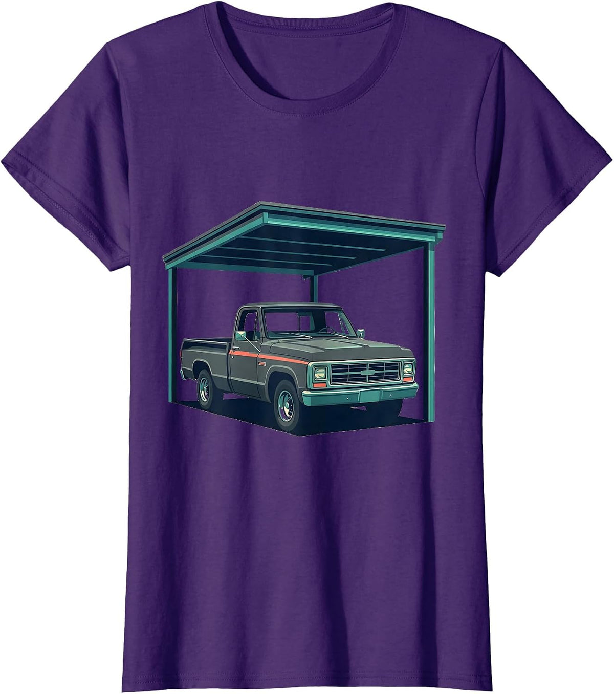 Women's Square Body Classic Pickup Truck Enthusiast Pride Vintage T-Shirt - Purple