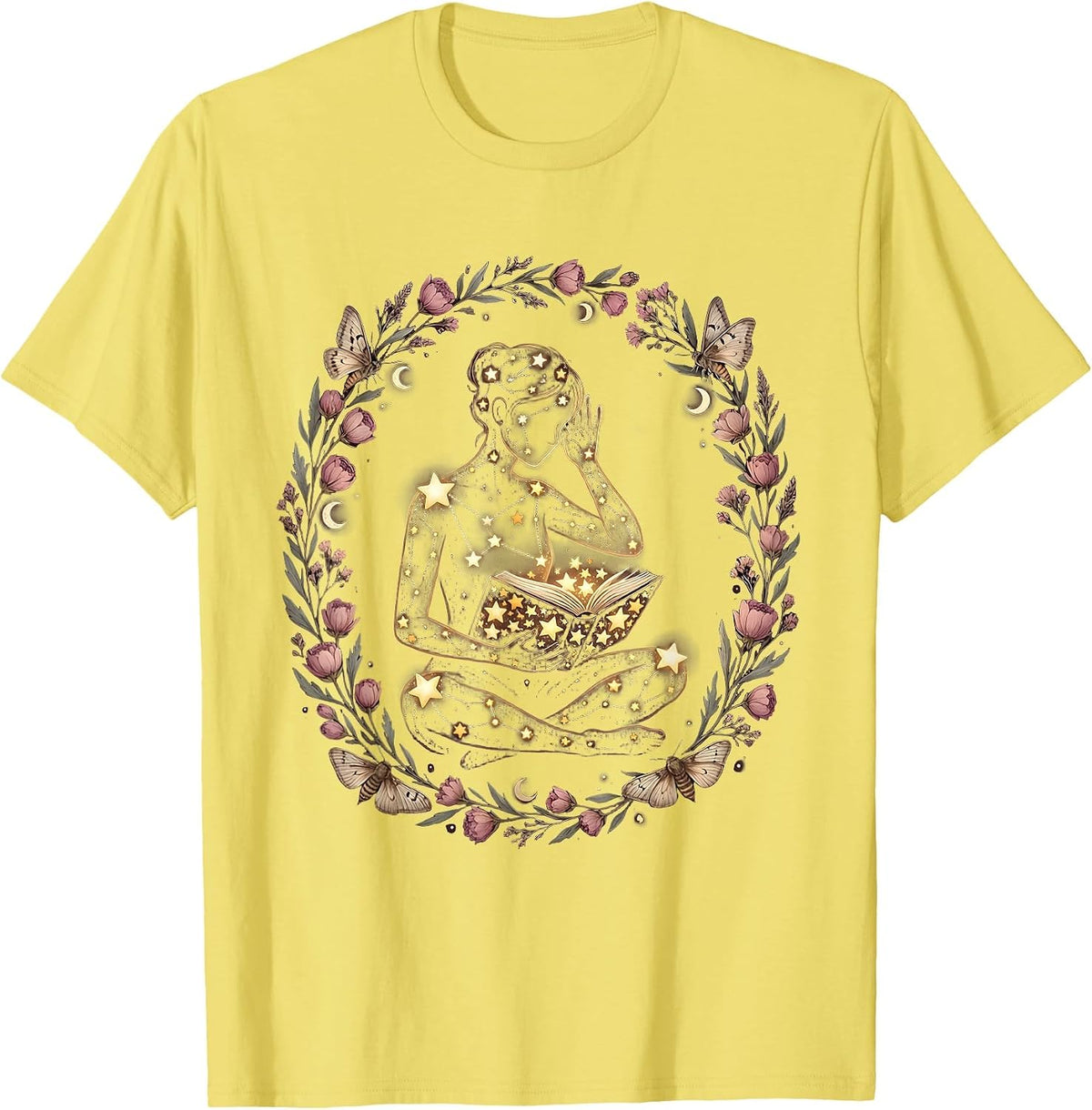 Men's School Counselor Constellation Human Figure Design T-Shirt - Lemon Yellow