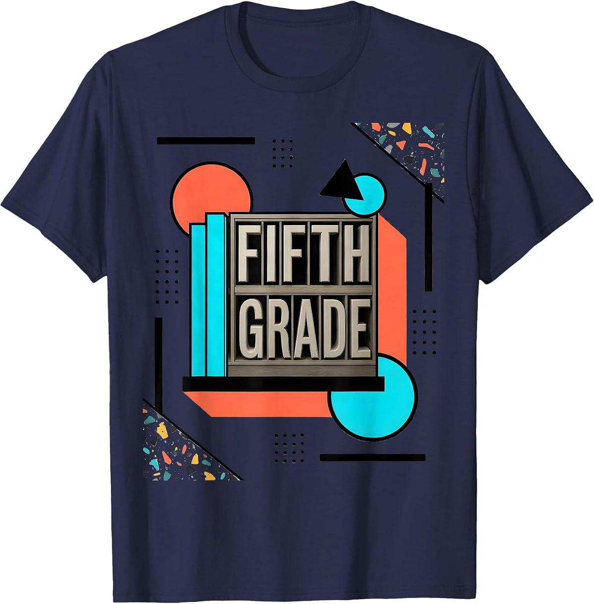 Fifth Grade Retro Teacher Student Back To School T-Shirt - Navy Blue