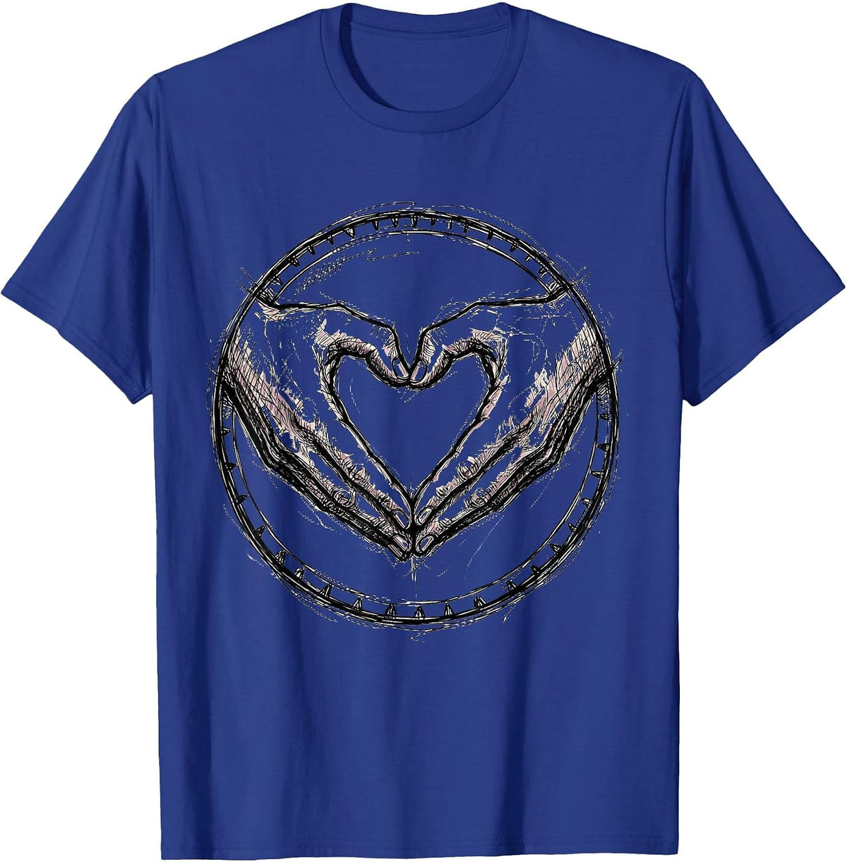 Interlocked Hands Heart Pride Graphic Design T-Shirt - Royal Blue