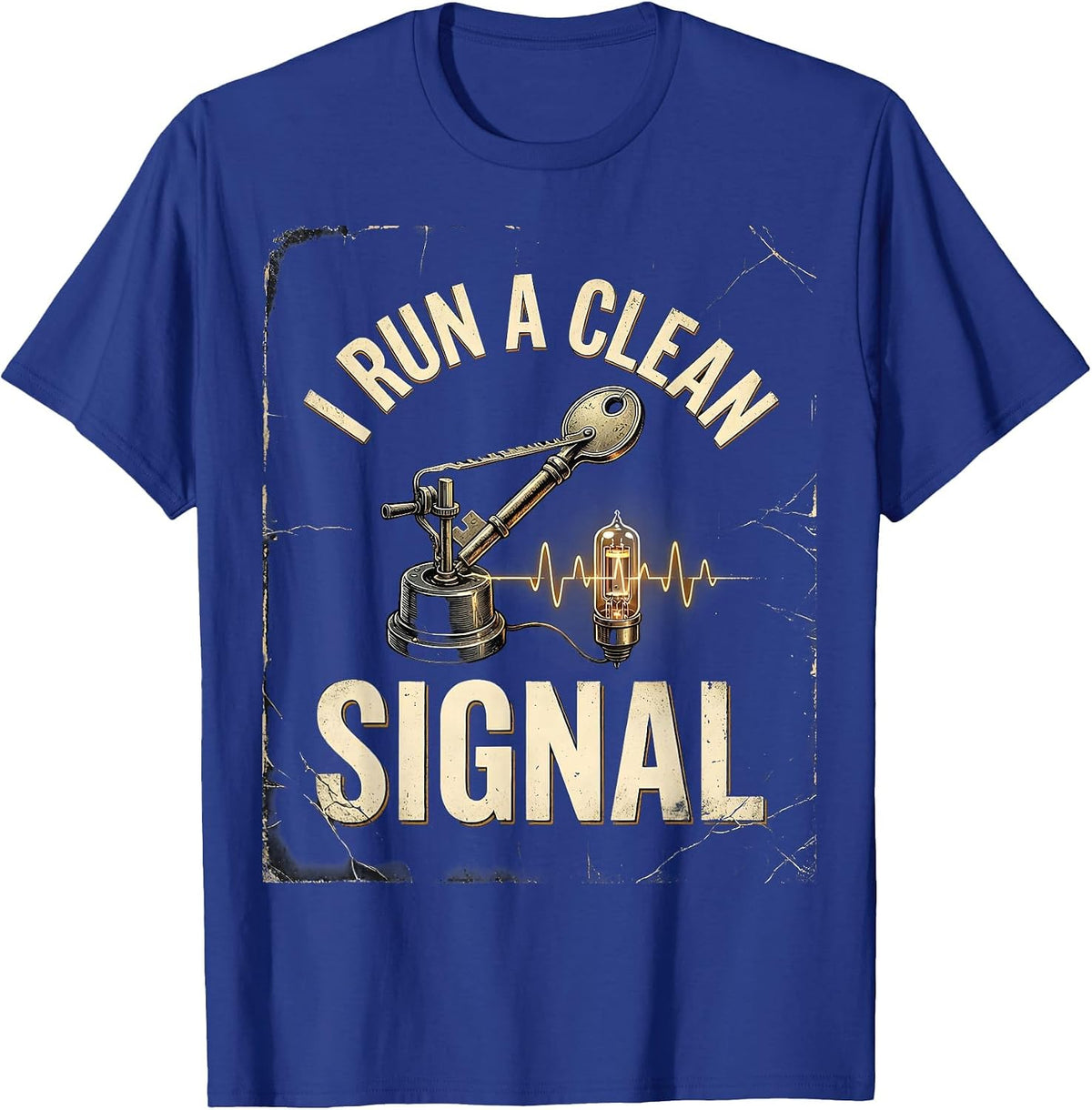 I Run A Clean Signal Distressed Ham Radio Operator Hobbyist T-Shirt - Royal Blue