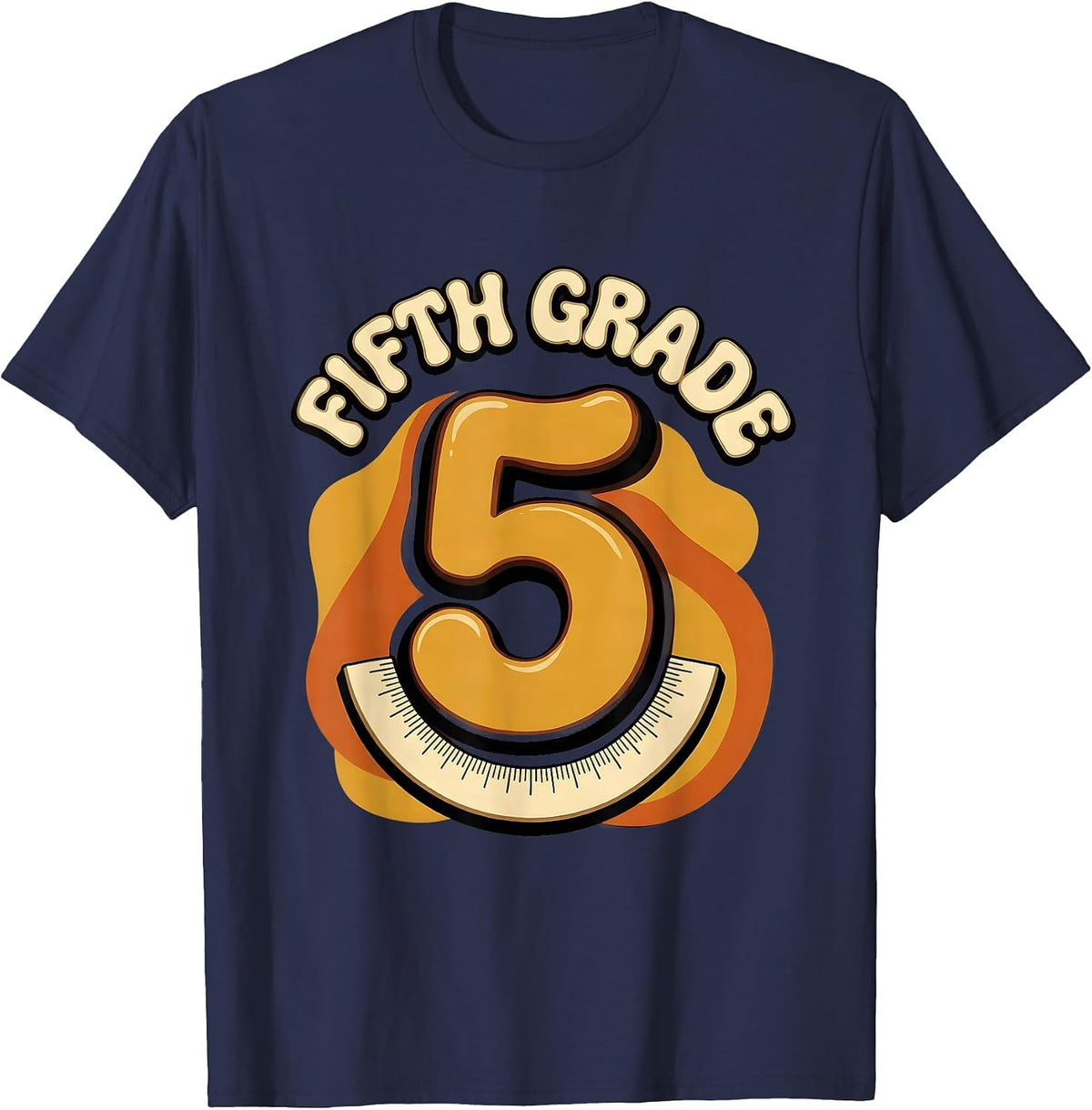 Men's Fifth Grade Retro 70s Back To School Teacher Student T-Shirt - Navy Blue