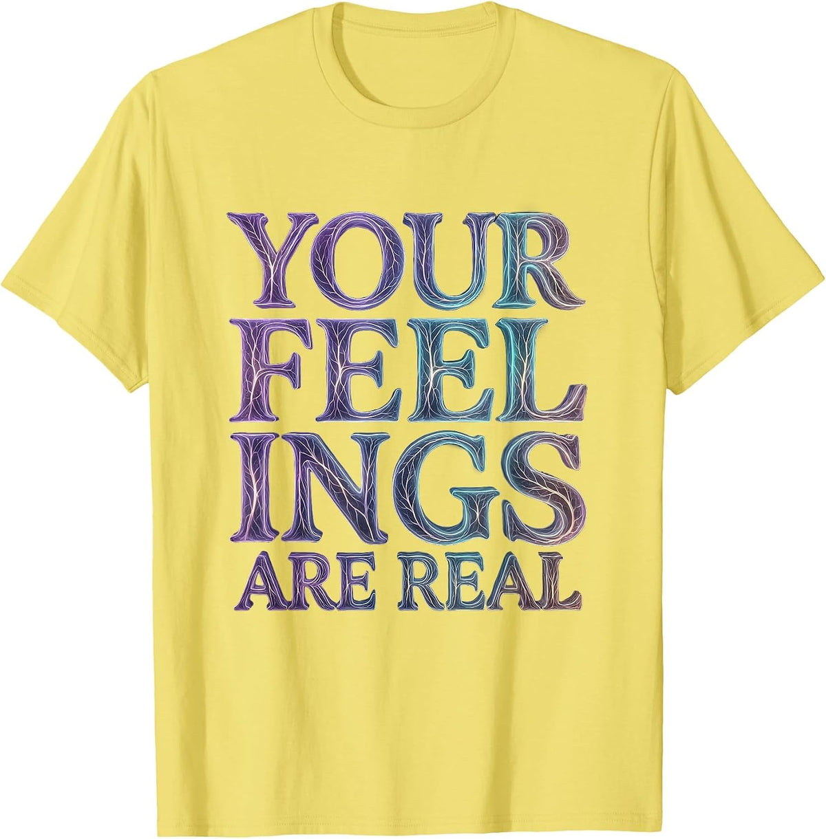Men's Your Feelings Are Real Mental Health Matters Design T-Shirt - Lemon Yellow