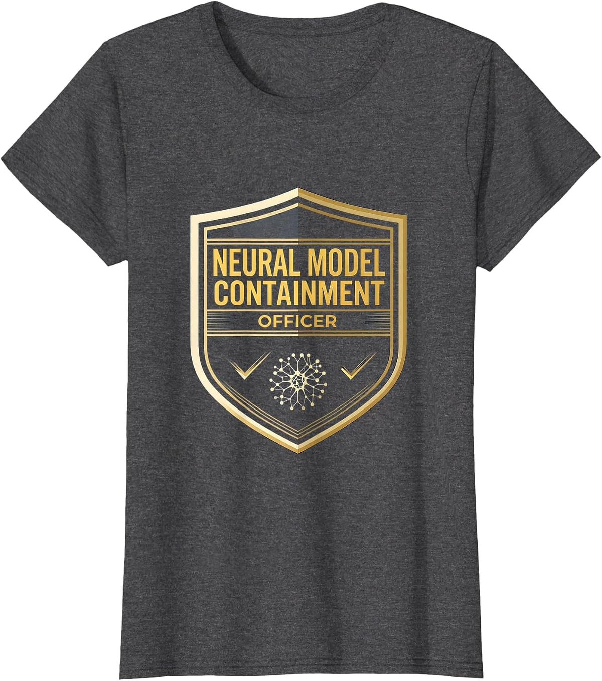 Women's Neural Model Containment Officer Funny AI Engineer Tech T-Shirt - Dark Heather Grey
