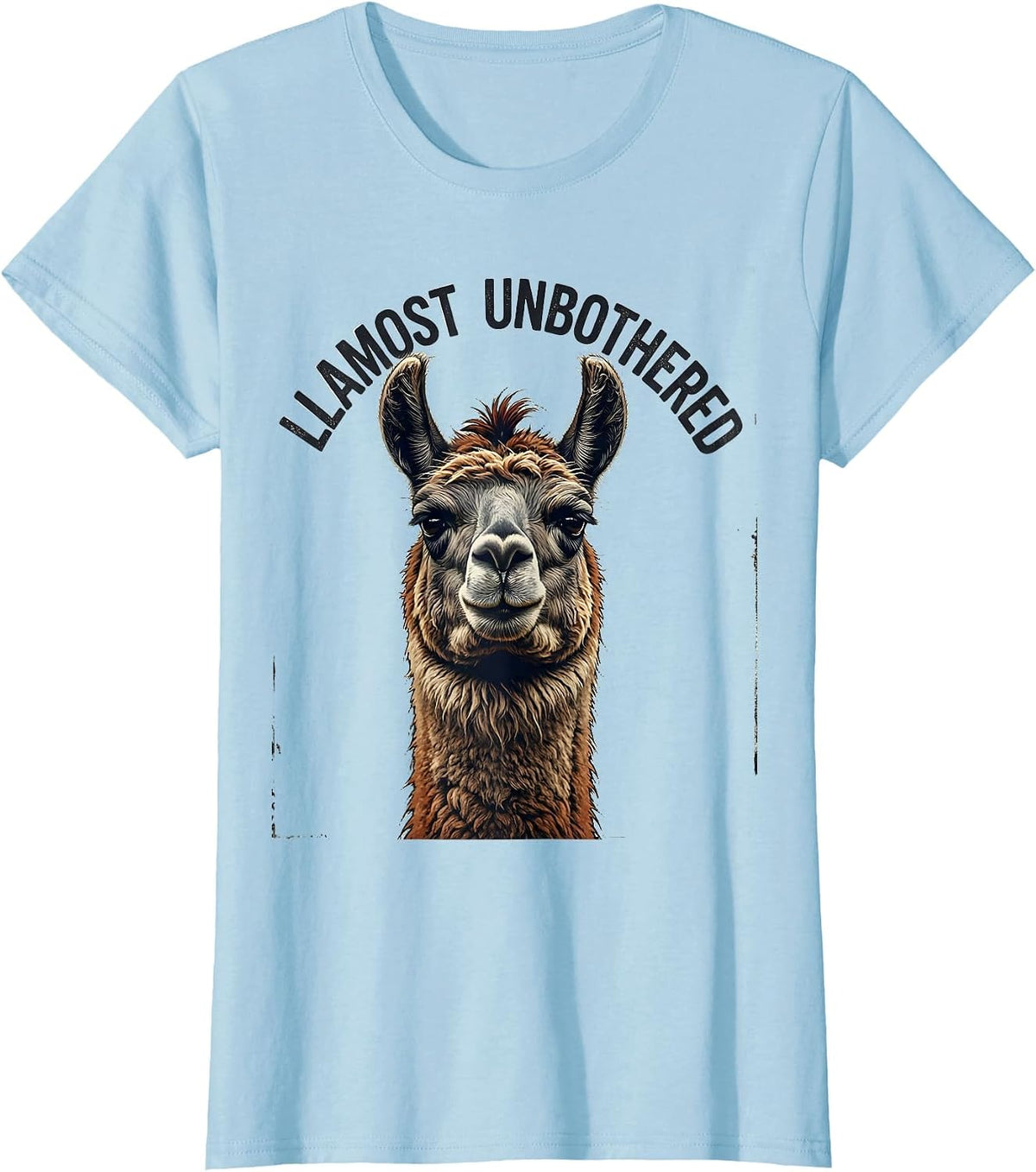 Llamost Unbothered Distressed Funny Llama Humor Gift T-Shirt - Baby Blue