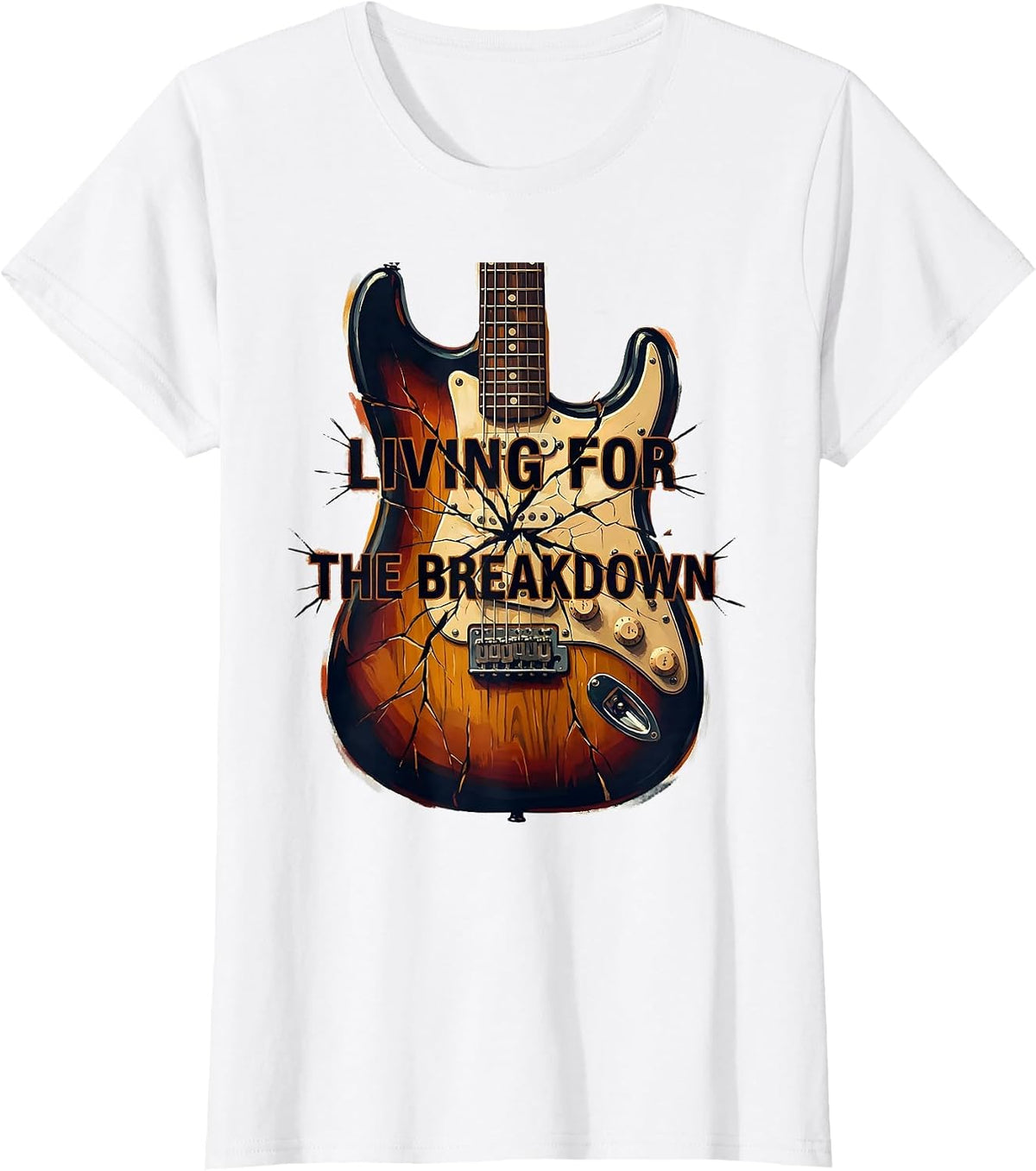 Living for the Breakdown Rock Music Design T-Shirt - White