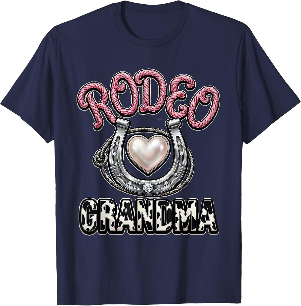 Men's Rodeo Grandma Cowgirl Glam Birthday Party Family Role T-Shirt - Navy Blue