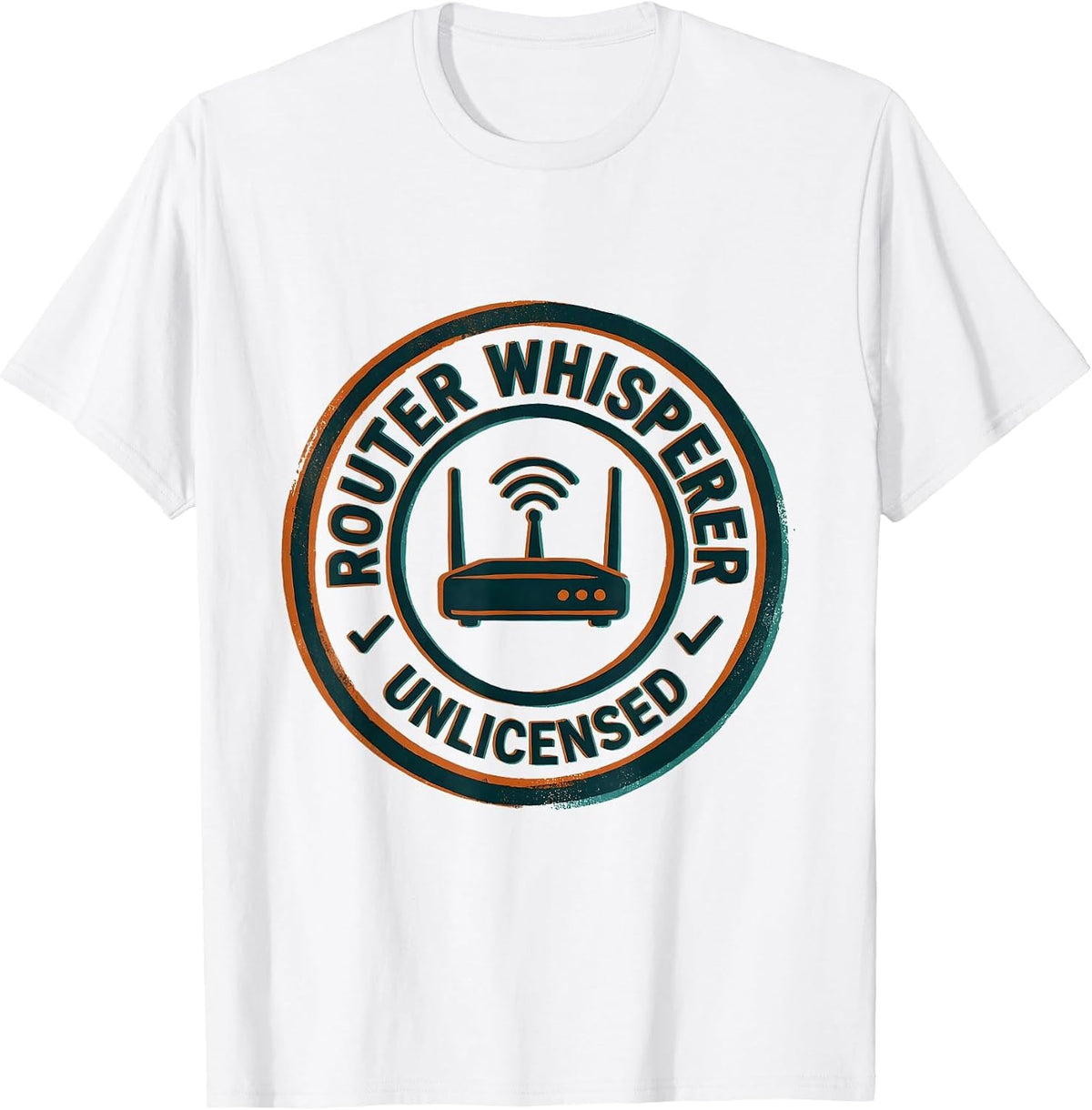 Men's Router Whisperer, Unlicensed Funny IT Tech Support Sysadmin T-Shirt - White