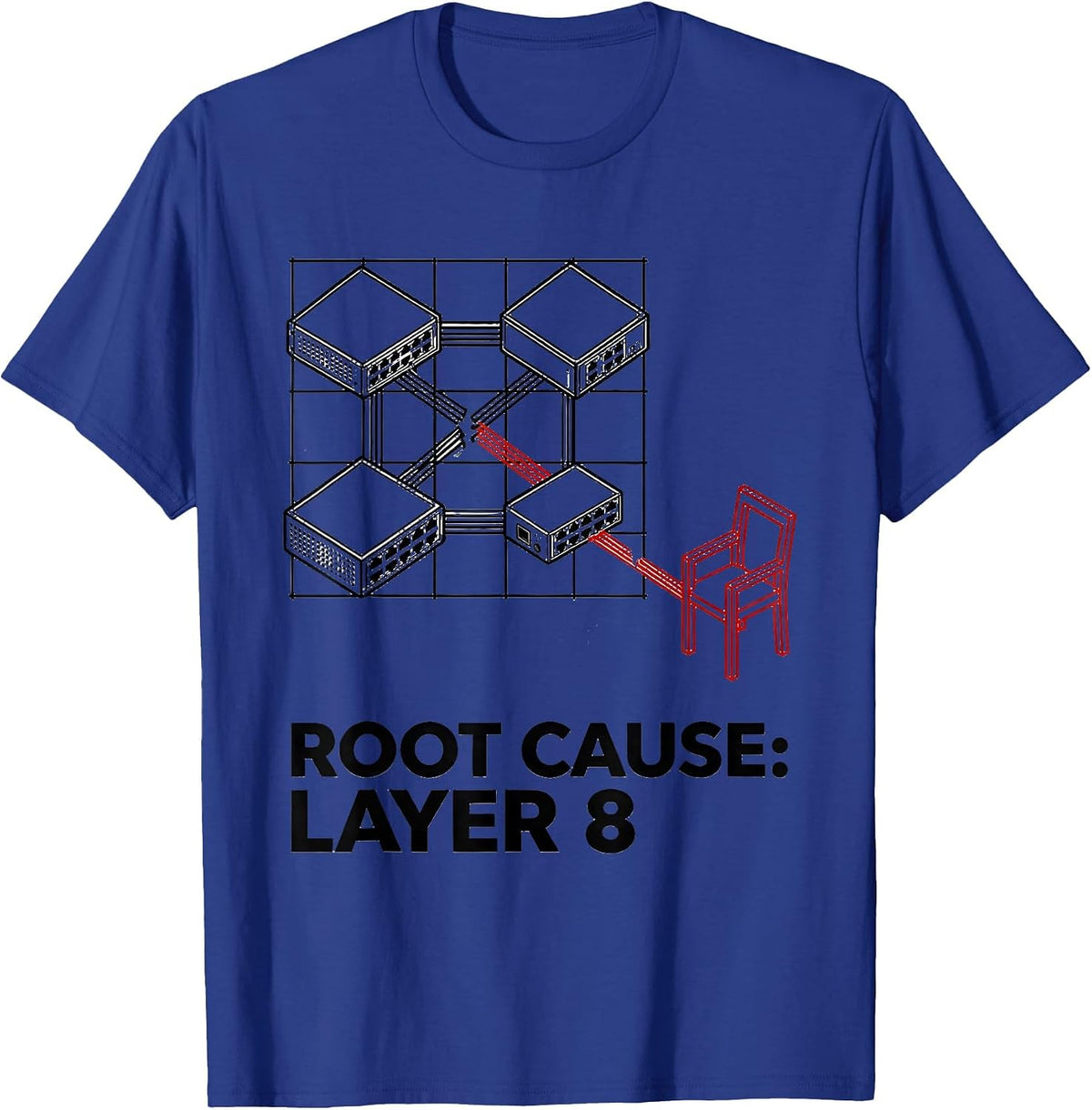 Root Cause Layer 8 Funny IT Tech Support Sysadmin Humor T-Shirt - Royal Blue