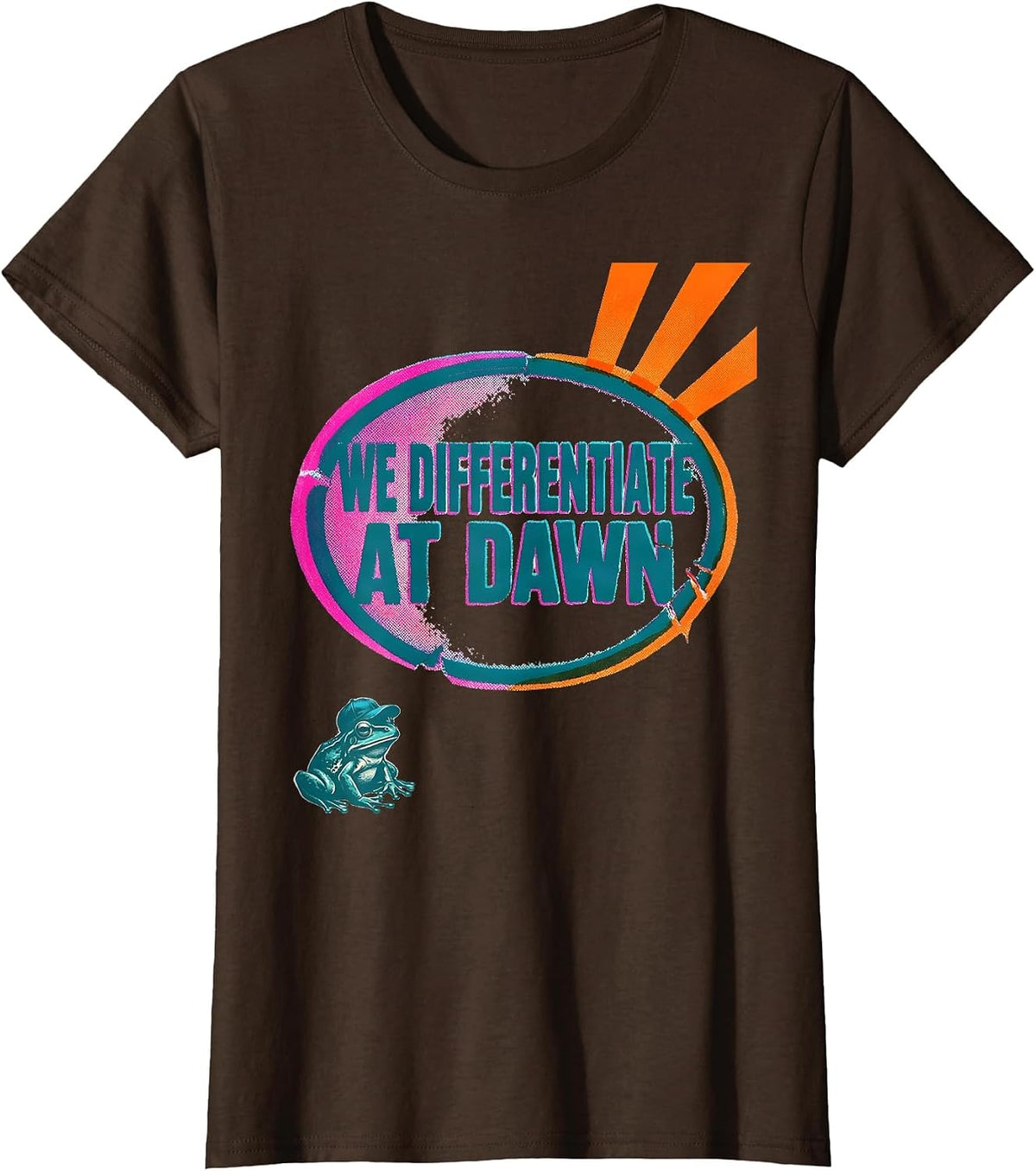 Women's We Differentiate At Dawn Funny Teacher Frog Back to School T-Shirt - Brown