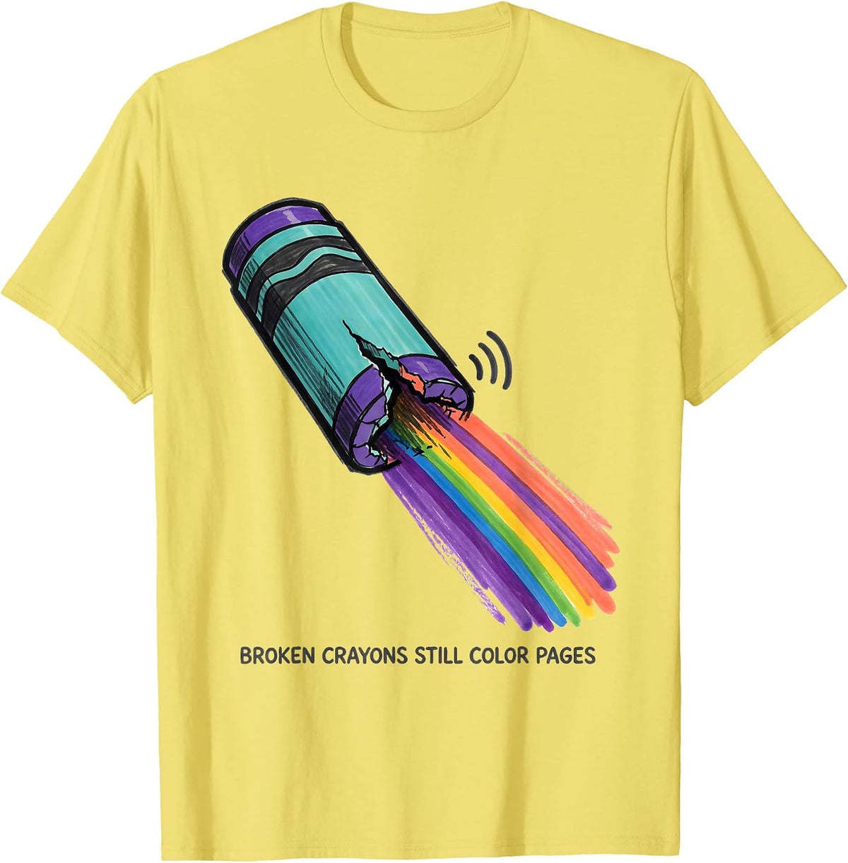 Men's Broken Crayons Still Color Pages Mental Health Awareness T-Shirt - Lemon Yellow