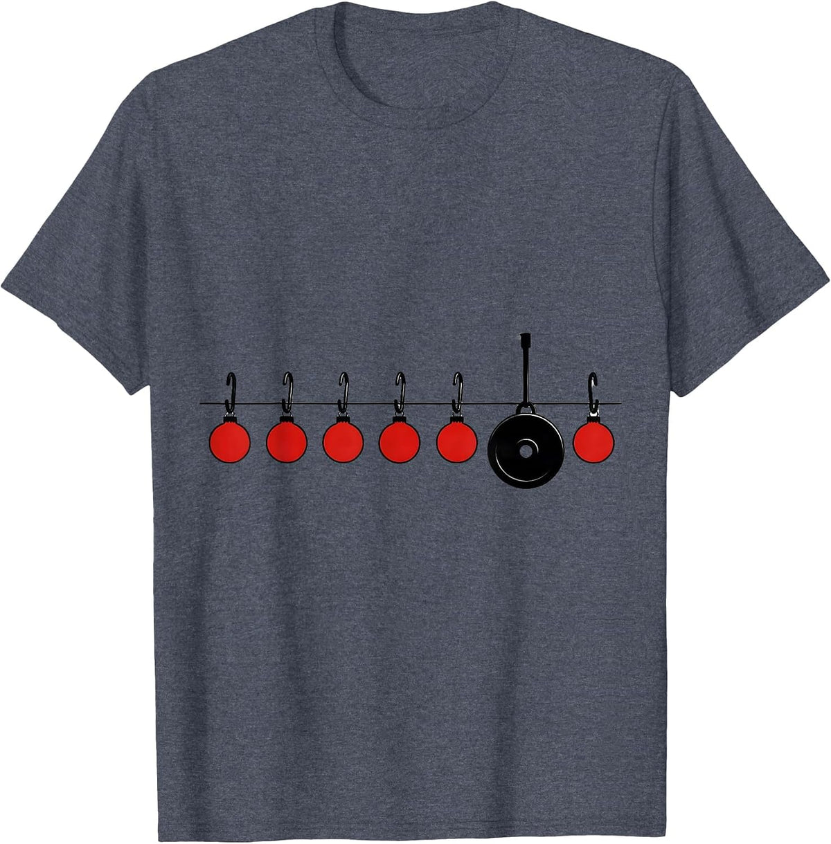 Hooks Ornament Weight Plate Minimalist Christmas Gym Workout T-Shirt - Heather Blue