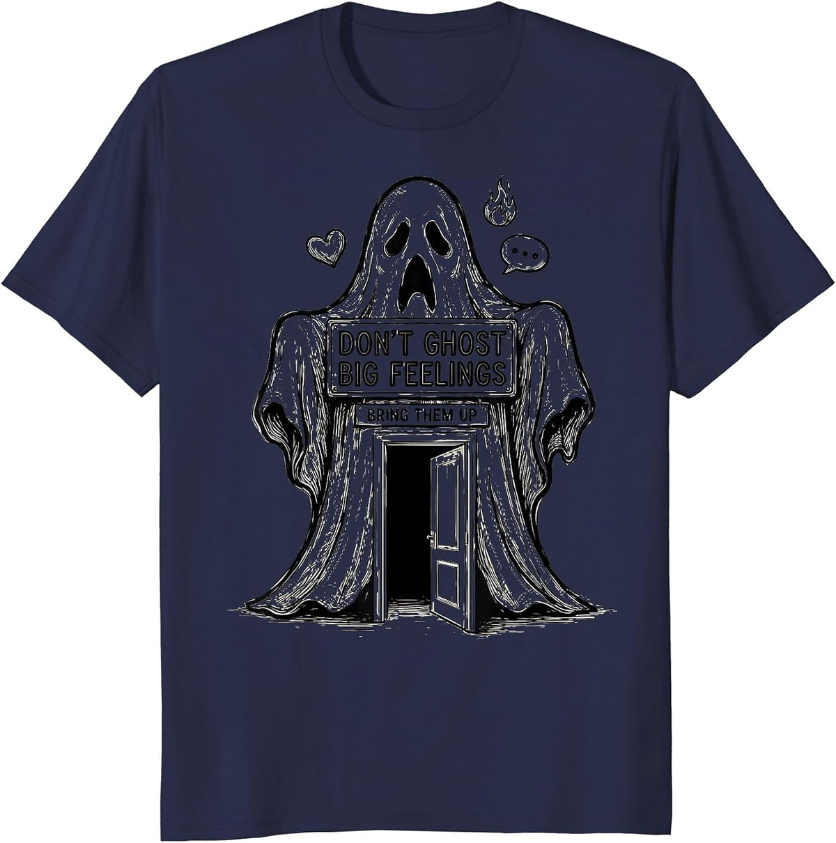 Don't Ghost Big Feelings Bring Them Up Halloween School T-Shirt - Navy Blue