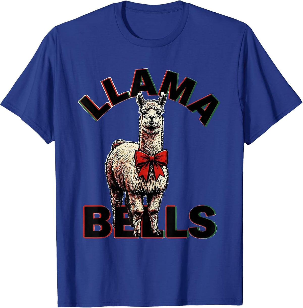 Llama Bells Pop Art Funny Christmas Llama Lover Gift T-Shirt - Royal Blue