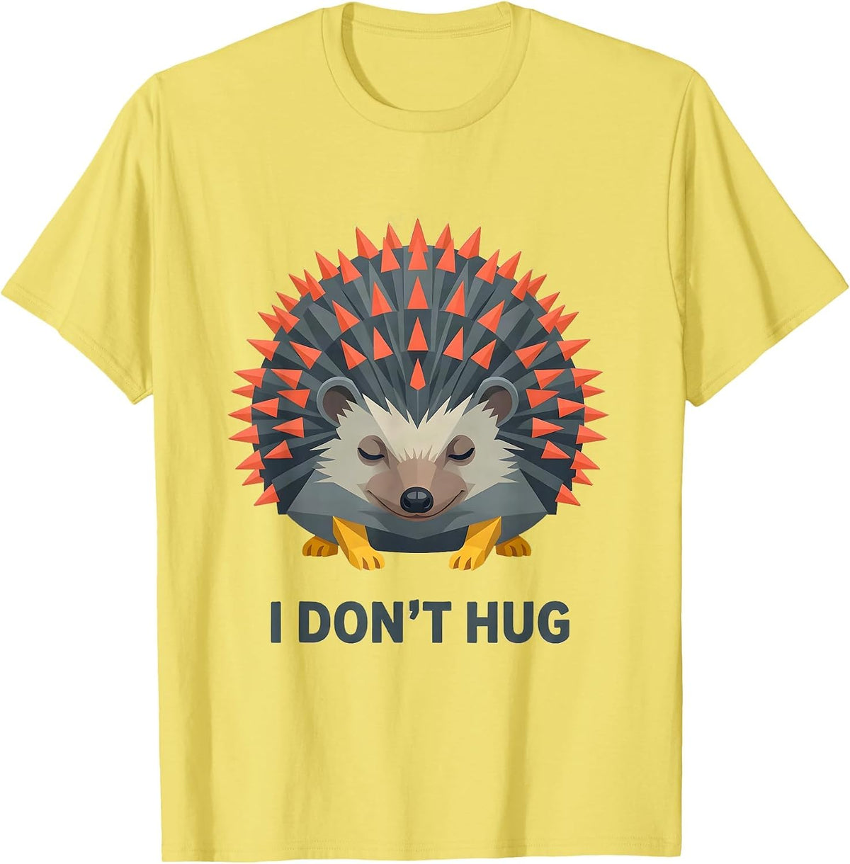 Men's I Don't Hug Funny Sarcastic Anti-Hug Humor Novelty T-Shirt - Lemon Yellow